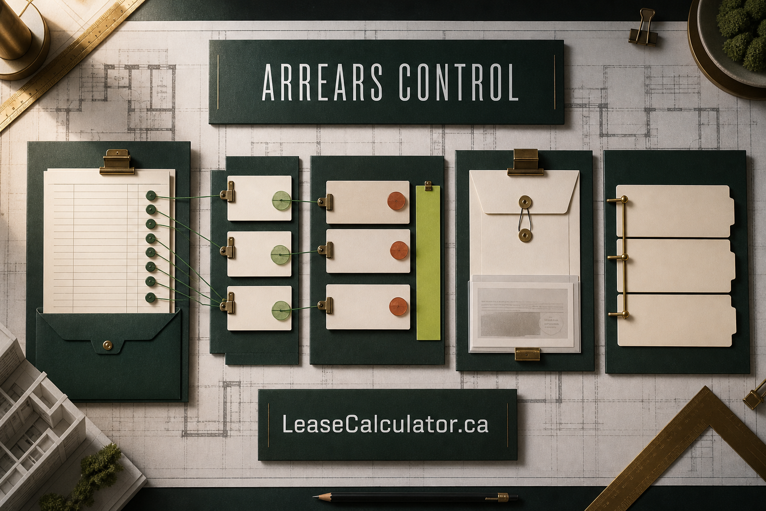 Rent arrears, default & payment plans editorial decision-workspace visual