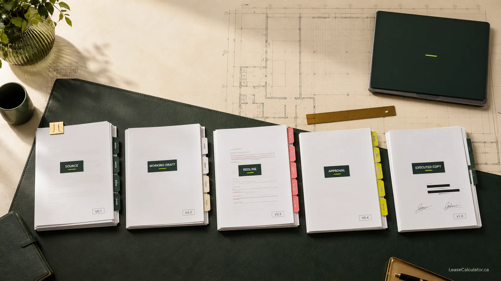 Commercial lease document control editorial decision-workspace visual