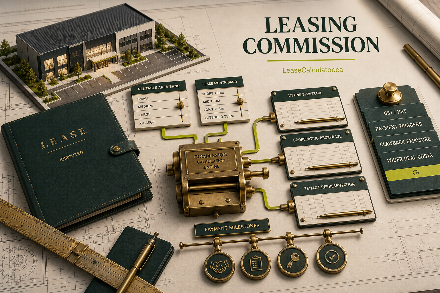 Commercial leasing commission and transaction-cost control desk